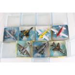 Seven Cased Corgi Aircraft diecast models to include 1302 Piper Navajo x 2, 1308 B.A.C. (or Sepecat)