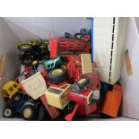 Collection of vintage farming model vehicles to include Britains fetauring Massey Ferguson Combine