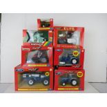 Seven boxed Britains diecast farming vehicles to include Elite 14774 Case IH cx80 Tractor, 42197