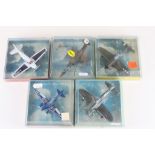 Five cased Lintoy planes to include Lintoy Fighters featuring P-47D Thunderbolt x 2 & Lockheed F-