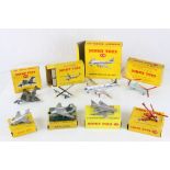 Eight boxed Dinky diecast model planes to include 706 Vickers Viscount Air Liner, 735 Gloster