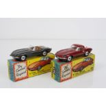 Two Boxed Corgi 'E' Type Jaguars 307, one in red with detachable hard top, the other in grey with