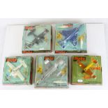 Five boxed Dinky diecast model planes to include 715 Beechcraft C55 Baron, 710 Beechcraft S35