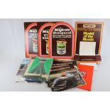 Group of ex shop display cardbord signage and brochures featuring model railway and diecast to