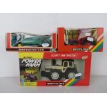 Boxed Britains 9324 Motorised Power Farm County 1884 Tractor in vg condition plus a boxed 9521 Volvo