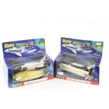 Two boxed Dinky 364 Space Shuttle models, diecast vg and complete, boxes with damage cellophane