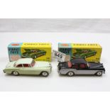 Two Boxed Corgi Bentley Continental Sports Saloon 224 Cars, one two tone pale green (missing spare