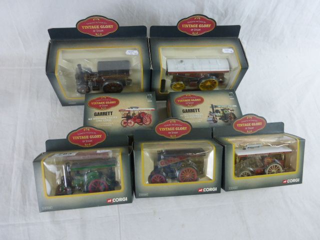 Seven boxed Corgi Vintage Glory of Steam models to include 80106 Fowler B6 Road Locomotive & Badge