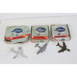 Three Tekno model planes to include 785 Hawker Hunter, 787 Super Sabre Jet Fighter and MIG 15 Jet