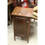 Edwardian Mahogany Inlaid Pot Cupboard with Single Panel Door