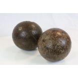 Two Large 19th century Wooden Balls believed to be Training Type Cannon Balls
