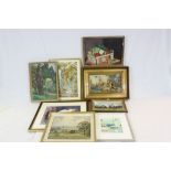 Gilt Framed Ceramic Wall Plaque of 18th century Country Folk together with a Collection of Seven