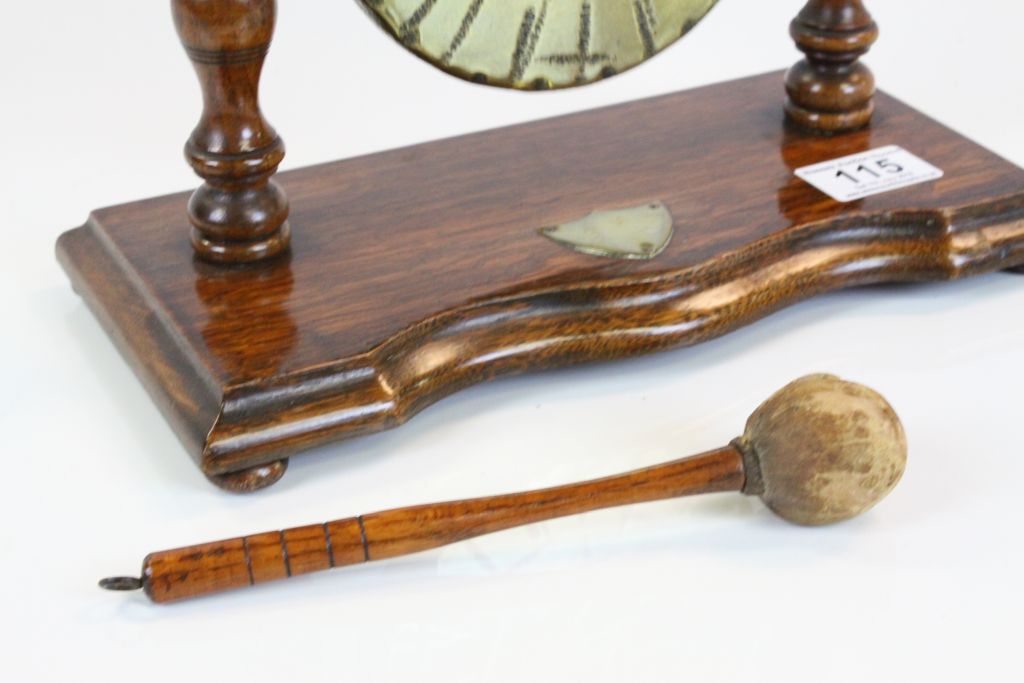 Oak and Brass table Gong with striker - Image 2 of 3