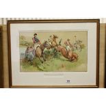 Framed and Glazed M. Dorothy Hardy Horse Racing Print ' The Favourite Comes to Grief '