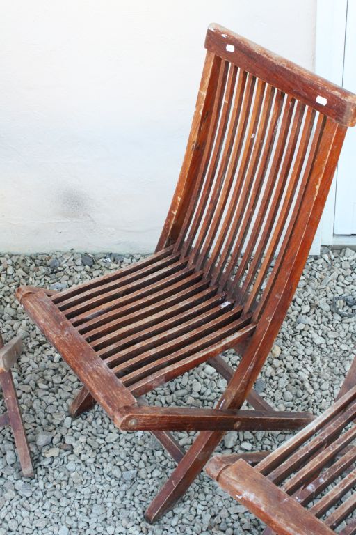 Four Teak Folding Garden Chairs - Image 2 of 2