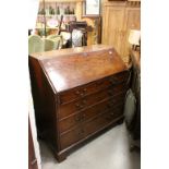 Georgian Mahogany Bureau, the front opening to reveal a fitted interior with Green Leather Writing