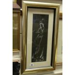 Gilt Framed Pen and Watercolour Portrait of an Elegant Lady with Plumed Headress, signed