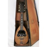 Vintage Cased Italian ' Gennaro Maglioni ' Mandolin with Tortoiseshell and Mother of Pearl Inlay