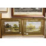 Pair of Framed J Thomas Watercolours Rural River Scenes, signed
