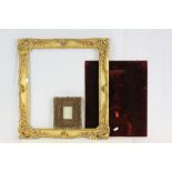 Gilt Wood Picture Frame 54cms x 49cms, Small Gilt Picture Frame 17cms x 15cms and Red Velvet Covered