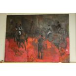 Large unframed "Dorothy Bradford" (1918 - 2008) Oil on canvas "Riding School"