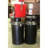 Two Painted 10 Gallon Metal Milk Churns