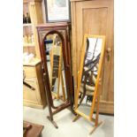 Two Wooden Framed Cheval Mirrors