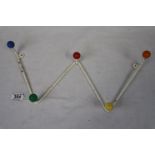 Vintage Atomic style metal coat rack with coloured Balls