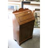 Edwardian Mahogany Inlaid Small Drop Front Bureau with cupboard below