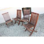 Four Teak Folding Garden Chairs