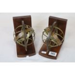 Pair of wooden Bookends with spinning Globe design