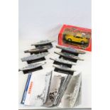 Seven Atlas Editions Battleships with leaflets and a boxed Diecast Burago "Porsche 911 Carrera" 1:24