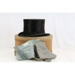 Battersby & Co London larger size Top Hat with card box and canvas Gaiters