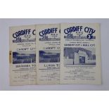 Three Cardiff City home football programmes to include v Hull City 3rd November 1951, Luton Town