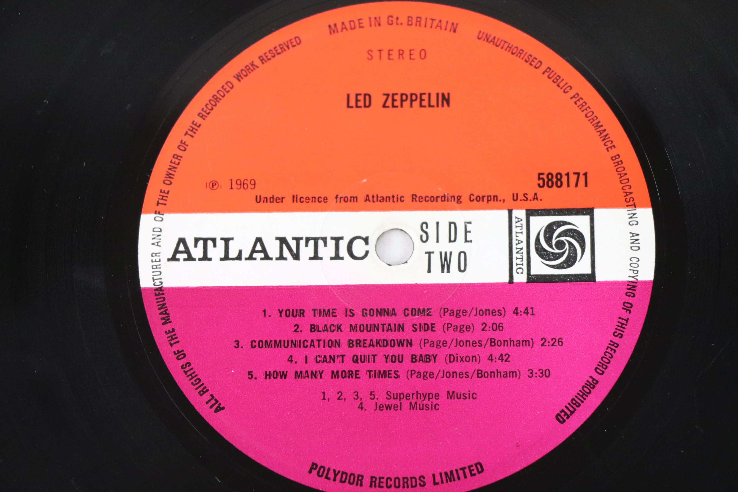 Vinyl - Led Zeppelin One (Atlantic 588171) stereo, with plum label, turquoise sleeve lettering - Image 7 of 12