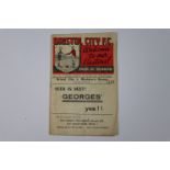 Bristol City v Blackburn Rovers football programme played Saturday 6th January 1951 folded, no