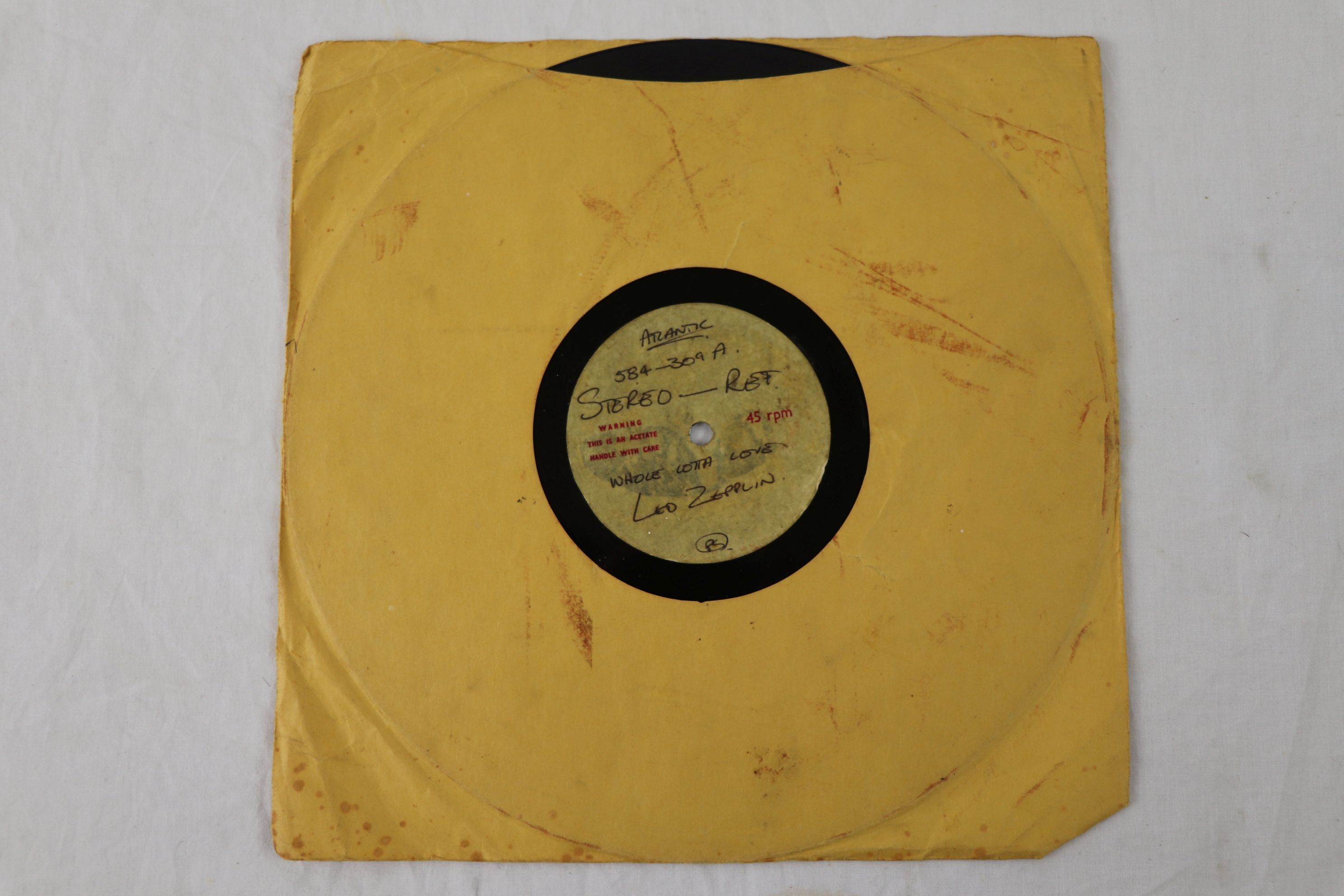 Vinyl - Led Zeppelin Acetate - Whole Lotta Love, thought to be the single version (Atlantic 584309).