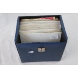 Vinyl - Collection of The Beatles 45s and EPs in a vintage record box including Magical Mystery Tour