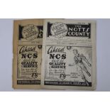 Two Notts County home football programmes to include v Leicester City 5th May 1951 and Port Vale 7th