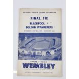 1953 FA Cup Final Blackpool v Bolton Wanderers football programme, gd overall with score to cover in