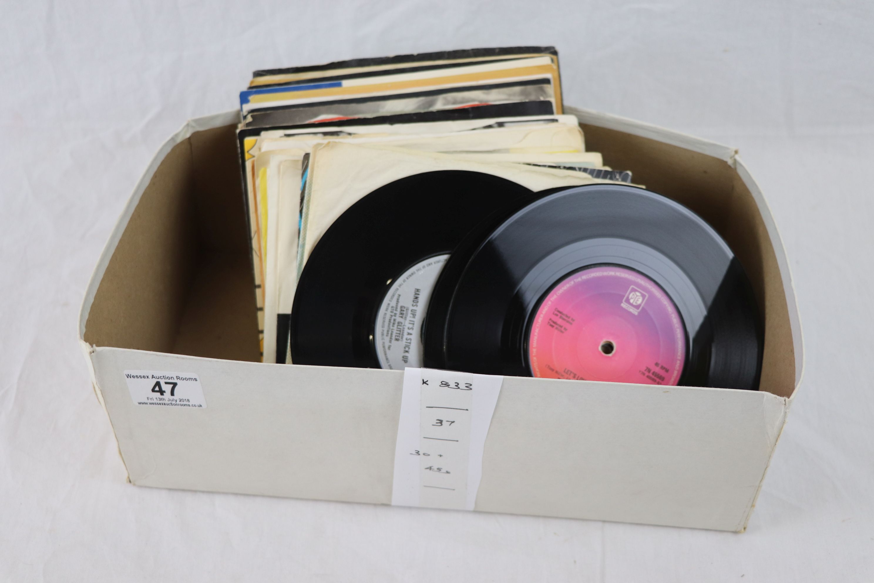 Vinyl - Pop - A small collection of over 30 45's, some without sleeves, to include Rolling Stones,