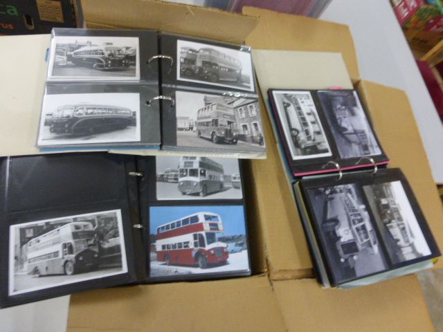 Two boxes of vintage Bus Photographs, colour plus black & white in 11 folders, over 1600 in total