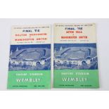 Two FA Cup Final football programmes to include 1957 Aston Villa v Manchester United and 1958 Bolton