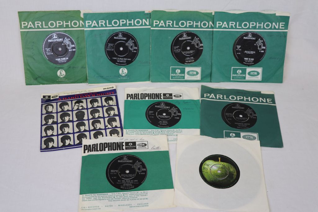 Vinyl - The Beatles collection of 8 45s plus one EP to include A Hard Days Night (GEP8920) sleeves - Image 2 of 22