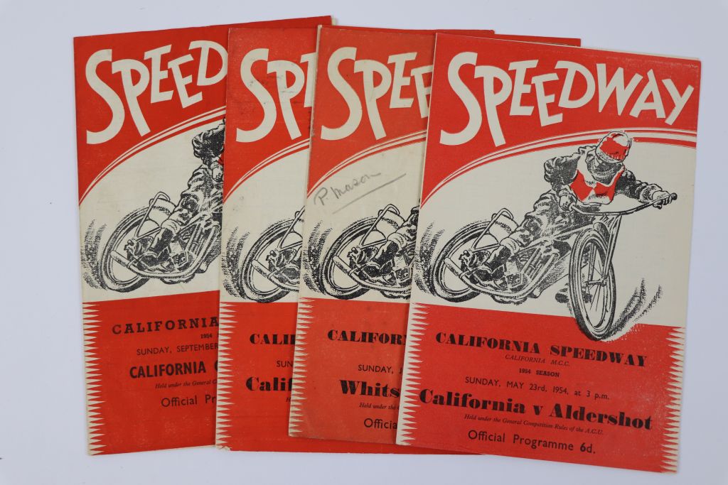 Speedway programmes, California homes 1954, dated 23rd May, 6th June, 20th June, 15th August, 12th