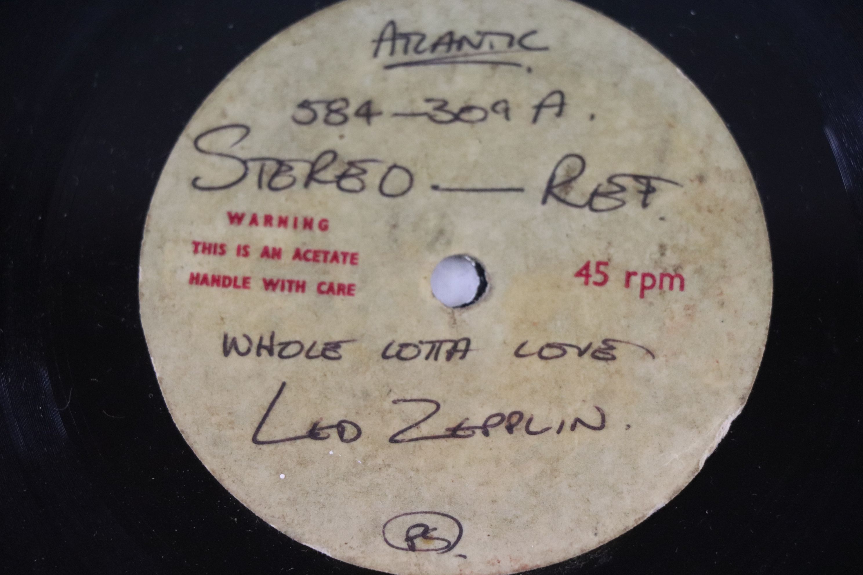 Vinyl - Led Zeppelin Acetate - Whole Lotta Love, thought to be the single version (Atlantic 584309). - Image 3 of 5