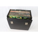 Vinyl - Collection of over 30 Rock LPs in a vintage record box to include Queen, Rainbow, Marillion,