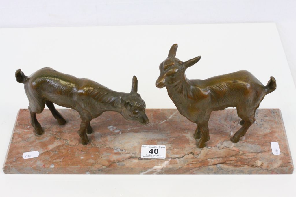 Art Deco Bronzed Goat sculpture on a Marble base - Image 4 of 4