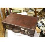 Antique Leather Suitcase with labels