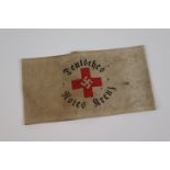 WW2 German Red Cross Armband. Hand Stamped On The Inside "Dursburg".